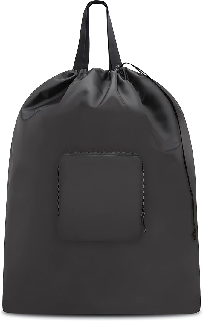 Travel Laundry bags, Dirty Clothes Travel Bag with Handles, Portable Small laundry Sack for Travelling, Suitcase, Gym, Camping (Black | 1 Pack)