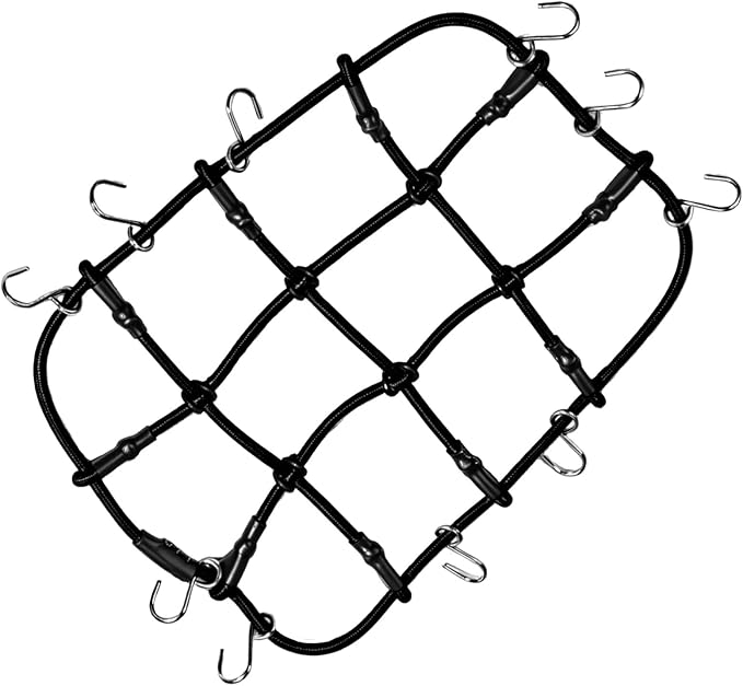 1/12 Elastic Luggage Net with Hooks, RC Scale Decoration Roof Luggage Net for for MN90 MN90K MN99 MN99S MN86K MN86KS MN86 MN86S 1/12 Series Crawler Truck Buggy (Black)
