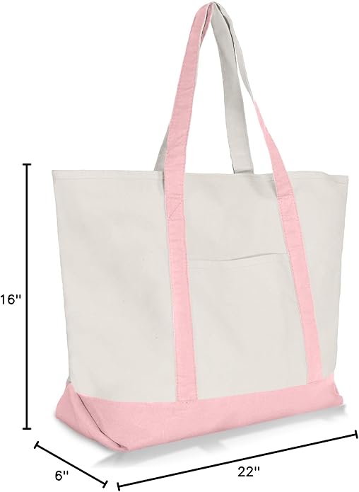 22" Heavy Duty Cotton Canvas Tote Bag (Zippered)