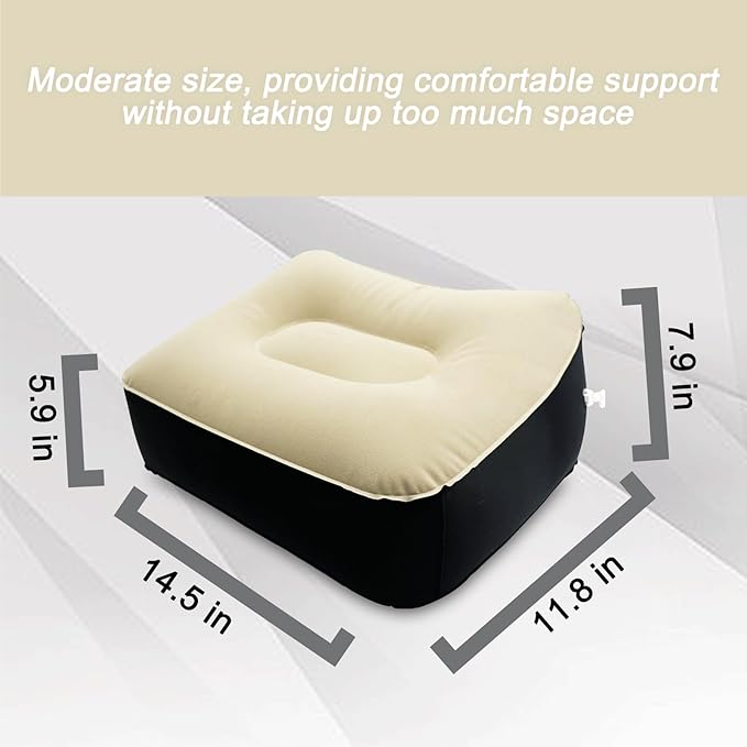 Inflatable Foot Rest, Carseat Foot Pillow, Airplanes Inflatable Foot Rest Cars, Travel Footrest Pillow for Home Office,Trains, 14.5" L×11.8" W×7.9”H
