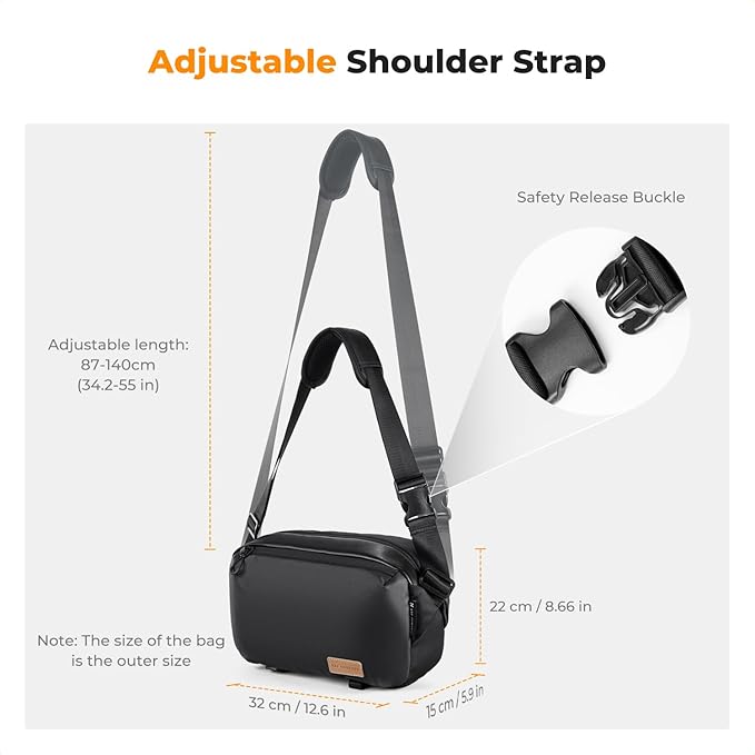 K&F CONCEPT Camera Sling Bag Crossbody Bag Waterproof Camera Shoulder Backpack DSLR/SLR/Mirrorless Camera Case