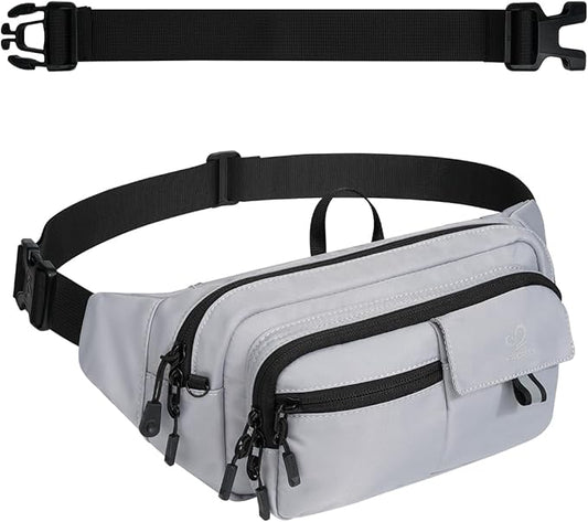 WATERFLY Fanny Pack Waist Bag: 3L Waist Pack with Anti-Theft RFID Blocking, 9 Pockets & Adjustable Belt Water Resistant Hip Pack for Women Men Travel Hiking Running