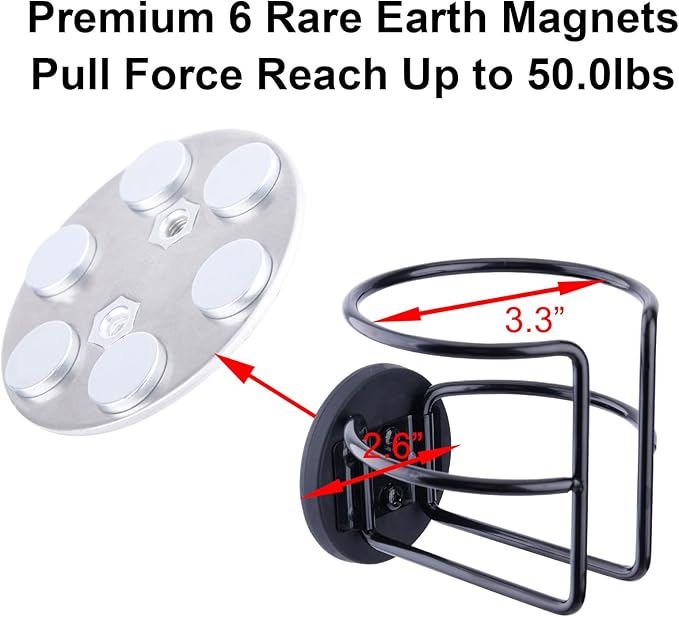 Magnetic Cup Holder with 2 Screws Mount, Full Covered Bus Tractor Cup Holder, Magnet Drink Holder for Bottle, Black Pack of 1