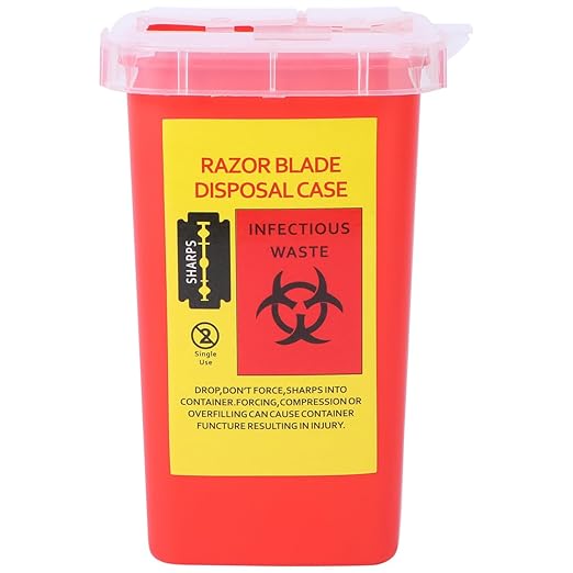 minkissy Razor Disposable Case Blade Recycling Box with Secure Lock Lid Compact 6.06X3.74X3.74In Storage Container for Safe Used Blade Disposal in Barbershop and Salon