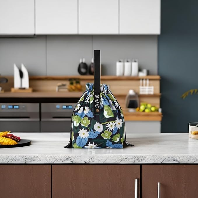 Reusable Small Lunch Bag,Drawstring Lunch Bag,Insulated Handbag Tote bag with Handle