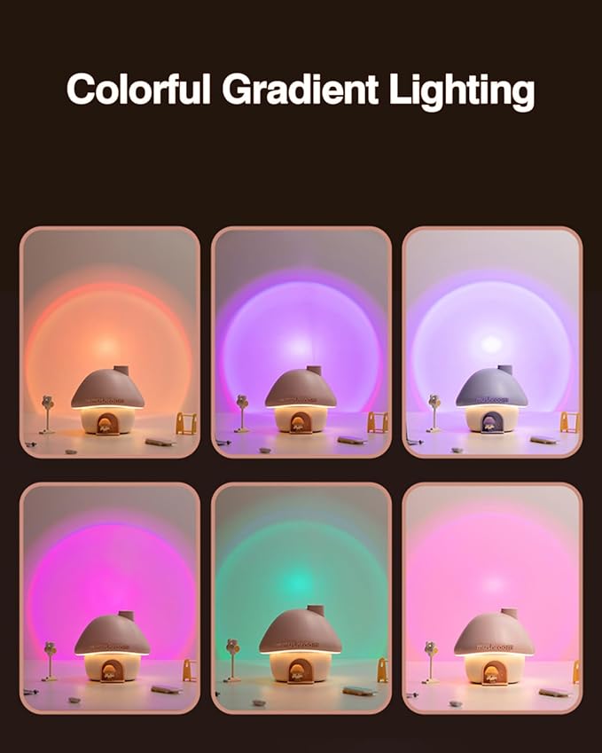 Cute Mushroom House Humidifier, 300ml Small Cool Mist Humidifers, USB Rechargeable Mini Portable Air Humidifer with Night Light for Bedroom, Office, Car, Travel, Indoor Plants (Blue)