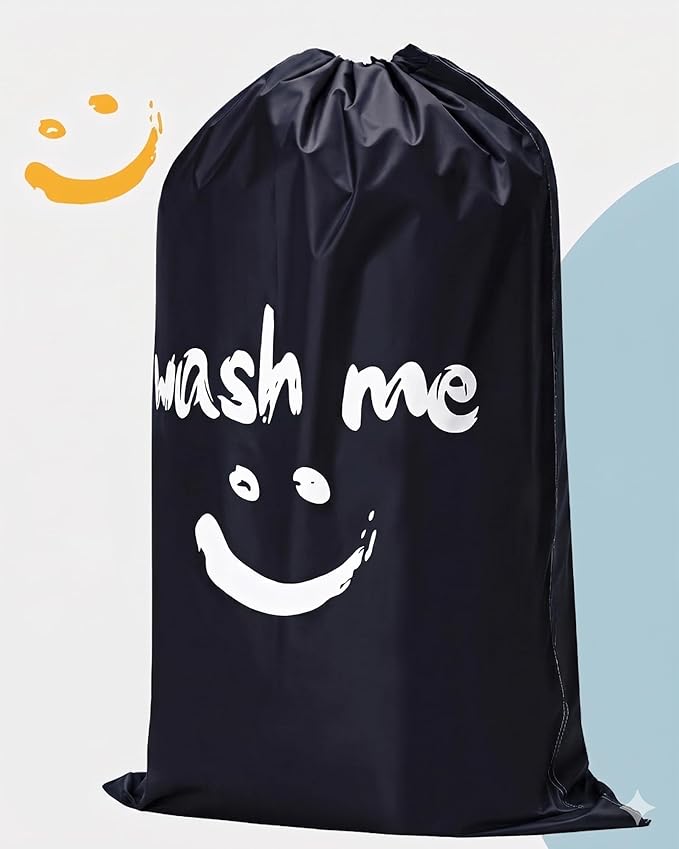 HOMEST XL Wash Me Travel Laundry Bag, Dirty Clothes Organizer, Large Enough to Hold 4 Loads of Garments, Easy Fit a Hamper or Clothing Basket, Black
