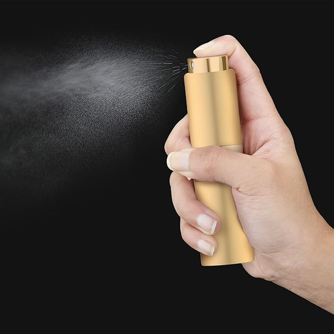 Cologne Travel Bottle 20ml - Large Size Perfume Atomizer Refillable for Men - Pocket Empty Fragrance Sprayer for Refill - 0.67oz Portable Twist Spray Sample Container for Purse Gold 2PCS