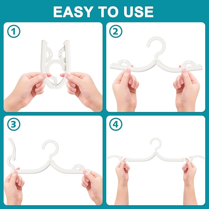 Extra Thick 10 Pcs Travel Hangers Portable Foldable Travel Hanger Organizer, Plastic Cruise Essentials 2026 Clothes Hanging Rack Folding Hangers for Travel Camping Fly RV Europe Suitcase, White