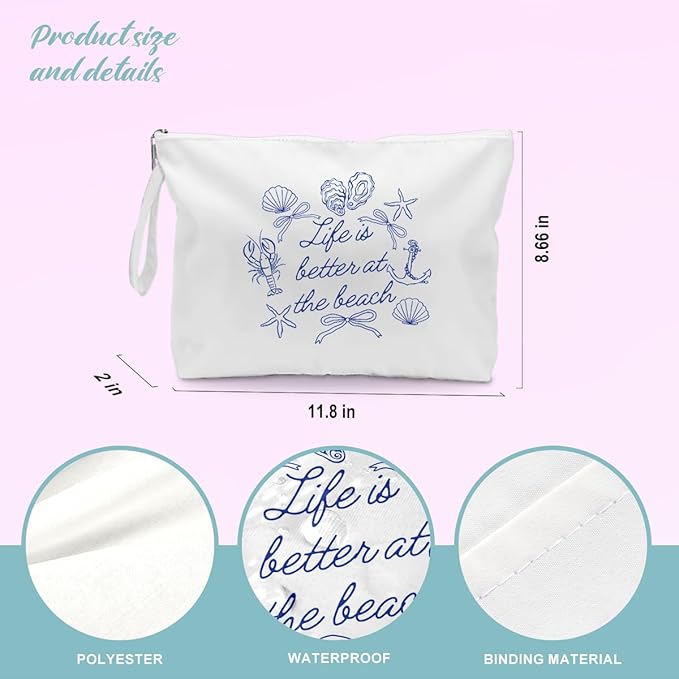 BELLOWDEER Beach Bags for Women, Wet Bag Cosmetic Bag for Beach Toiletries, Summer Travel Essentials, Gifts for Women