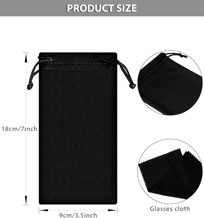 Flutesan 40 Pack Microfiber Case Pouch Bag Glasses Sunglasses Case with 2 Pieces Cleaning Cloth