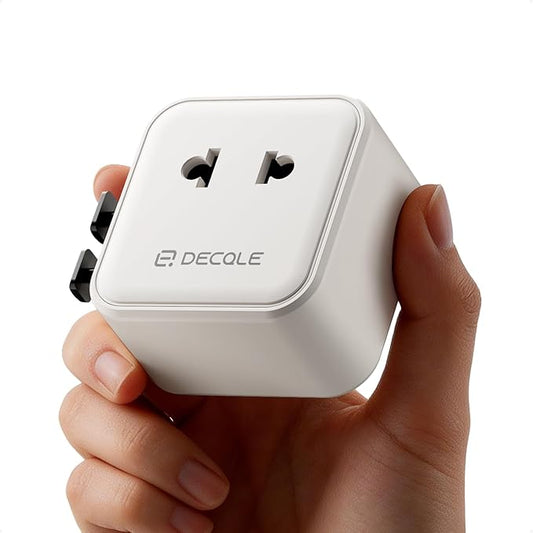 “Air” Universal Travel Adapter, Slim International Travel Plug Adapter with 2500W Max AC Socket, All in One Portable Adaptor, for USA, UK, EU, AU ＆ 224+ Countries (White) US
