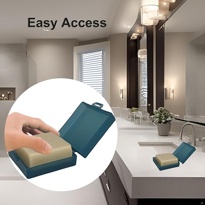 Square Soap Dishes Holder for Shower Travel Soap Container with Lid Lightweight Waterproof Soap Box for Dr. Squatch Men's Soap Bar for Traveling Toiletry Gym Bathroom (Transparent blue)