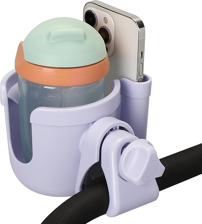 Accmor Stroller Cup Holder with Phone Holder, Bike Cup Holder, Universal Cup Holder for Uppababy Nuna Doona Strollers, 2-in-1 Cup Holder for Walker, Wheelchair, Scooter