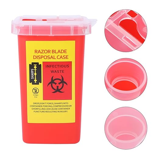 minkissy Razor Disposable Case Blade Recycling Box with Secure Lock Lid Compact 6.06X3.74X3.74In Storage Container for Safe Used Blade Disposal in Barbershop and Salon