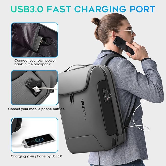 BANGE Anti Theft Backpack With TSA Lock,Waterproof Backpacks With YKK Zipper, High Tech Business Backpack For Men And Women, Laptop Backpack Fits For 17.3 Inch Notebook…