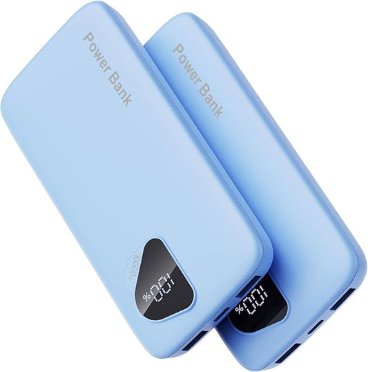 2026 2-Pack 10000mAh Portable Charger with Built in Cables, Travel Essential Battery Pack, 4 Outputs 2 Inputs Slim Power Bank with Cord Wires for iPhone 17/16/15/14, Samsung Galaxy S23/22, Pixel etc