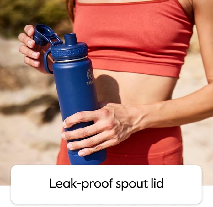 Takeya Actives Stainless Steel Water Bottle, Insulated Spout Lid, Keeps Drinks Cold 24 Hrs, Leakproof, Durable, Dishwasher Safe, Ideal for Gym, Travel, Fits Most Cup Holders, 22 oz/Blush
