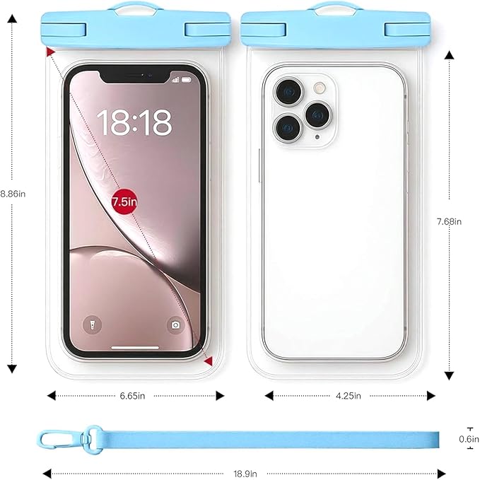 1/2 Pack Waterproof Phone Pouch Compatible with iPhone 17 16 15 Pro Max & Galaxy S24+/S23 7in Waterproof Phone Case, IPX8 Beach Travel Must Haves Dry Bag, Beach Essentials, Sea Blue, 1 Pack