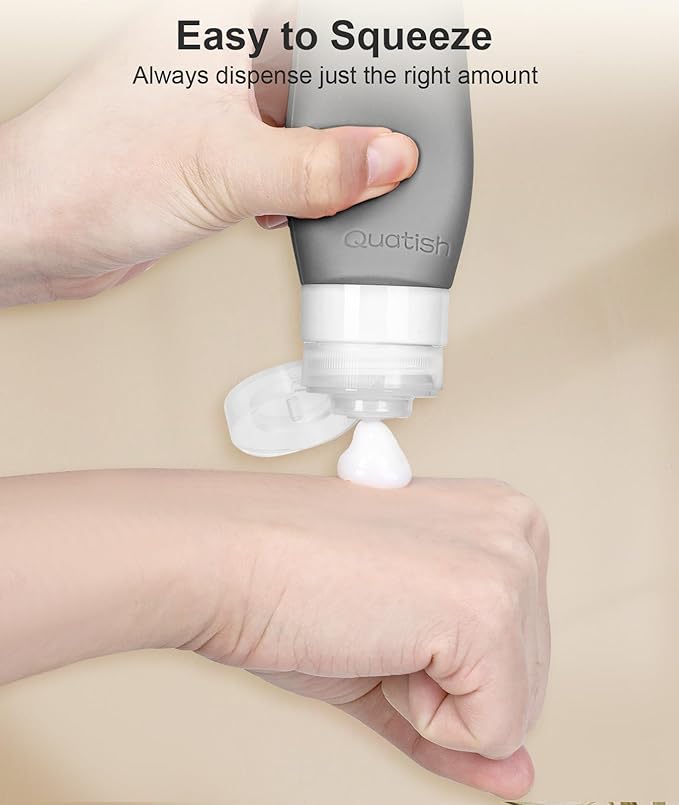 Quatish Travel Bottle for Toiletries 6 Pack, Original Patented Leakproof 3oz Tsa Approved Travel Size Container, BPA Free Silicone Shampoo and Conditioner Bottle, Cruise Camping Essentials, Dustypink