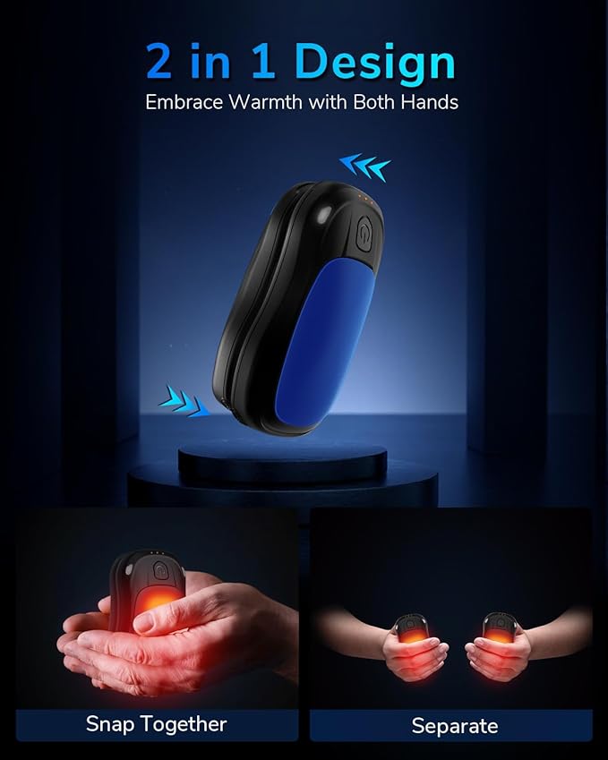 Hand Warmers Rechargeable 2 Pack, MKG Electric Hand Warmer, 24Hrs Long Lasting Reusable HandWarmers with 3 Levels Quick Heat, Portable Pocket Heater for Camping, Hunting, Golf, Women Wen Winter Gift
