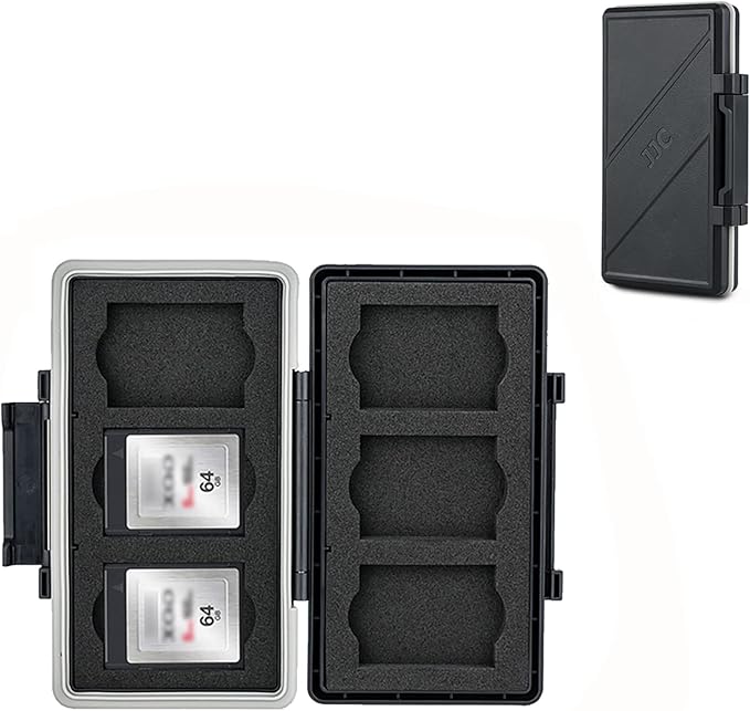 XQD Cfexpress Type B Card Holder,Water-Resistant 6 Card Case Storage Organizer for Nikon Z8 Z9 Z6III Z6II Z7II Z6 Z7 D4 D850 D5 D500 D6 Fuji XH2 XH2S GFX 100II Panasonic S1 S1R GH7 GH6 DJI Ronin 4D
