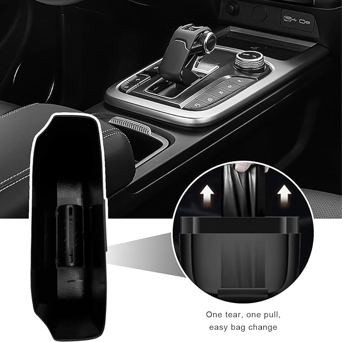 Car Trash Can with Lid, Leakproof Auto Garbage Can Mini Hanging Dustbin with 30 Trash Bags, Waterproof Plastic Garbage Organizer for Vehicle Home Office, Car Accessories (Silver)