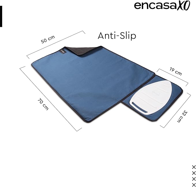 Encasa XO Ironing Mat/Pad Small 28"x20" with Padding, Anti-Slip, Silicone Iron Rest, Steam Press on Tabletop & Bed, Heat Resistant, Portable, Easy to Carry, Cobalt