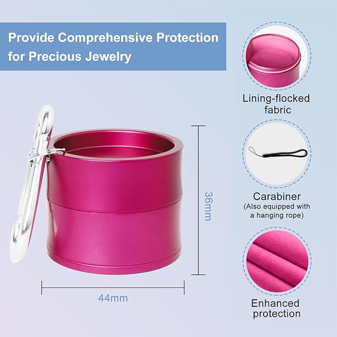 Mini Travel Ring Holder Keychain, Portable Jewelry Holder Keychain with Protective Sponge, Small Necklace Earrings Case for Gym Sports Bag Purse