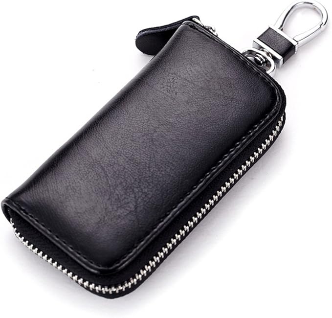 Genuine Leather Key Holder Bag with 2 Card Slot & 6 Hooks & 1 Access Card,Key Case Car Key Holder Wallet for Men Women