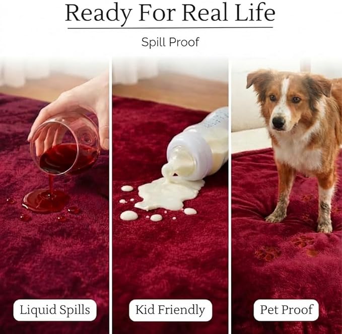 Waterproof Blanket for Bed Intimacy (90"x 80" King Size) Reversible Fleece | Sherpa, Love Blanket, Water Proof TPU Stain Proof Couch Furniture Mattress Winter Large Dog Bed Cover - Burgundy