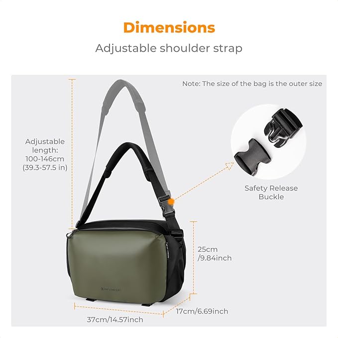 K&F CONCEPT Camera Sling Bag Crossbody Bag Waterproof Camera Shoulder Backpack DSLR/SLR/Mirrorless Camera Case