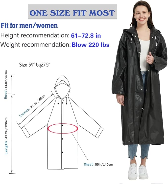 YDYJKI 2 Pack Waterproof Rain Ponchos for Adults-Reusable Emergency Raincoats with Hoodand Drawstring -Lightweight Ponchos