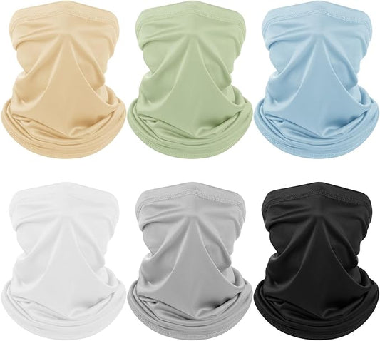 Geyoga 6 Pieces Summer UV Protection Cooling Neck Gaiter Face Clothing Neck Gaiter Mask Scarf Sunscreen Breathable Bandana