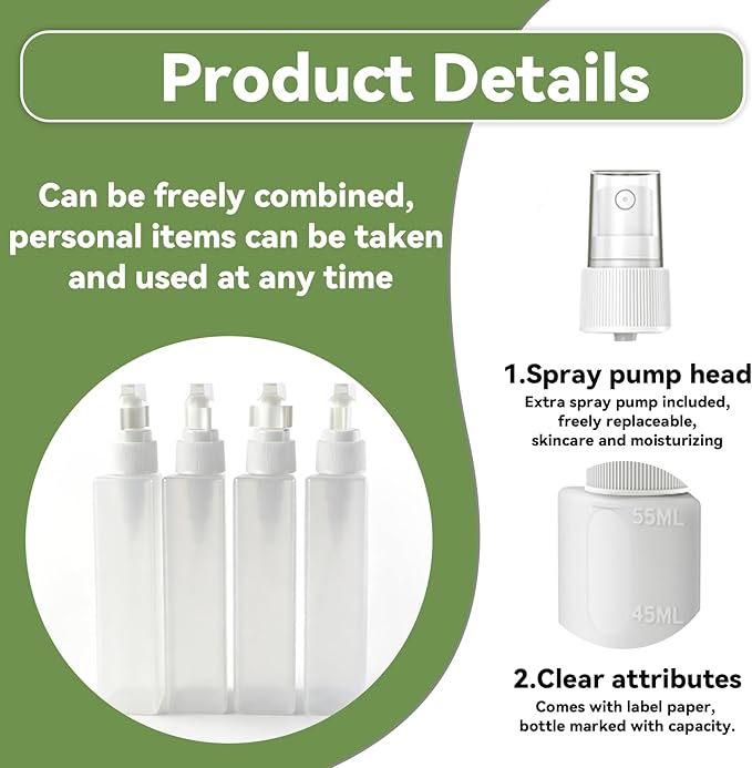 4 in 1 Travel Dispenser，Unbreakable Silicone Travel Dispenser Bottle, Vacuum Suction Wall Mounted Refillable Containers,Leakproof Toiletry Containers for Shampoo, Lotion, Baby Care-Green.