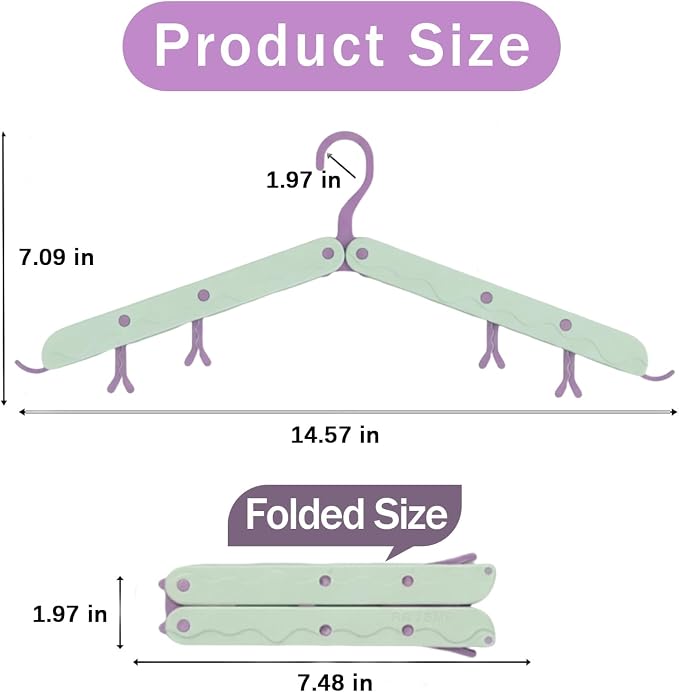 10 Pcs Modular Folding Travel Hangers (Beige/Red), MAX Space Saving Collapsible Hangers for Cruise, RV, and Luggage | Durable Two-Tone Set (Green/Purple)