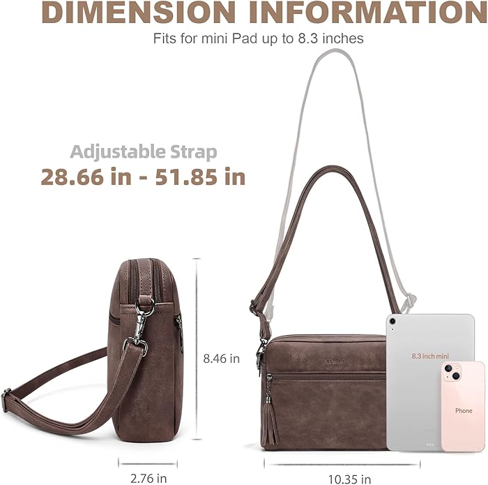 SYTRAH Anti-Theft Crossbody Purse for Women, Crossbody Shoulder Bag with Built-in Wallet & RFID Blocking for Travel Workout