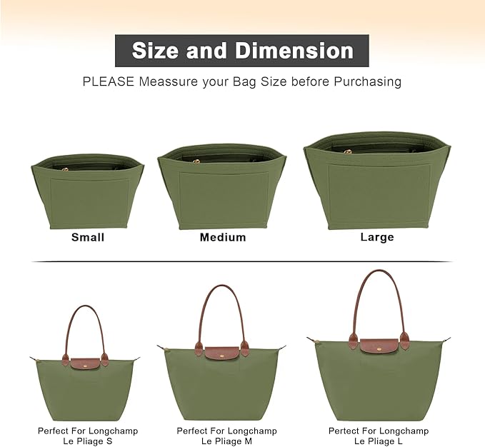 LOUKAYCCI Felt Purse Organizer Insert for Longchamp Le Pliage L Handbag Insert (Large,Forest Green)