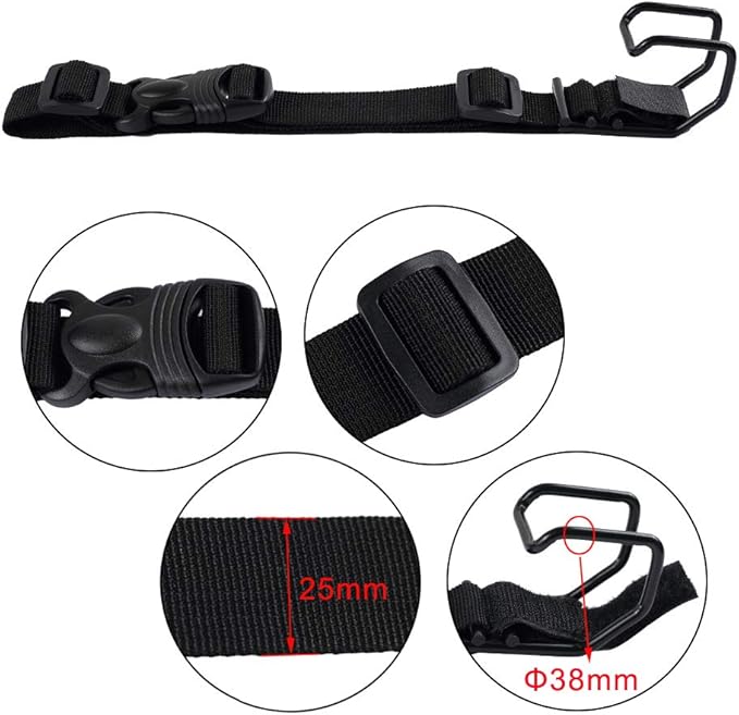 J Hook Luggage Strap Add a Bag Hook Hanger Strap, Adjustable attaches Briefcase Together (Black-Normal Size)