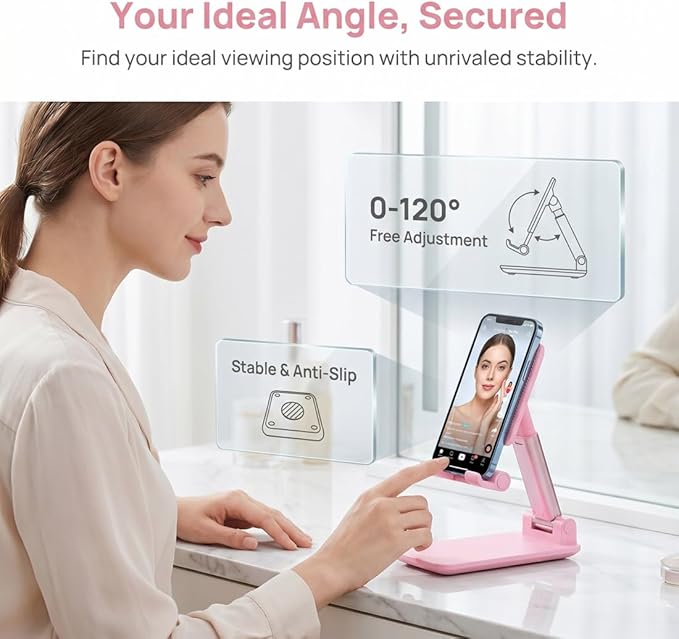Phone Stand, Sakura Pink Cellphone Holder Cute Office DeskAccessories Compatible with All Smartphones