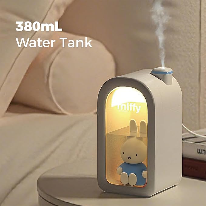 Mipow X Miffy Cool Mist Humidifier - Ultrasonic Quiet Humidifier, Mini Cute Humidifier with Night Light, 380ml for Bedroom, App-Controlled RGB Light (2.0 Plus-Version) - Blue