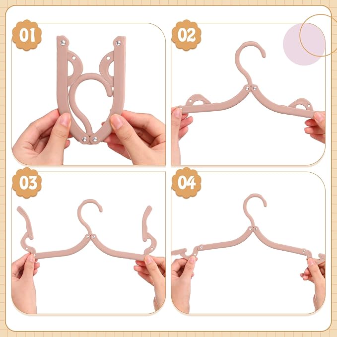 Teenyyou 12 Pcs Travel Hangers Cruise Ship Essentials Foldable Portable Plastic Vacation Hangers Non Slip Clothes Drying Rack Travel Accessories for Dormitory School Hotel Laundry (Lively Color)