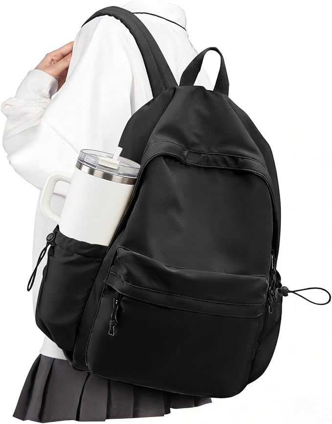 VECAVE School Backpack Black Waterproof Bookbag Casual Lightweight Travel Rucksack Daypack Backpacks for Men Women College High School Bags backpack for Boys Girls Teens