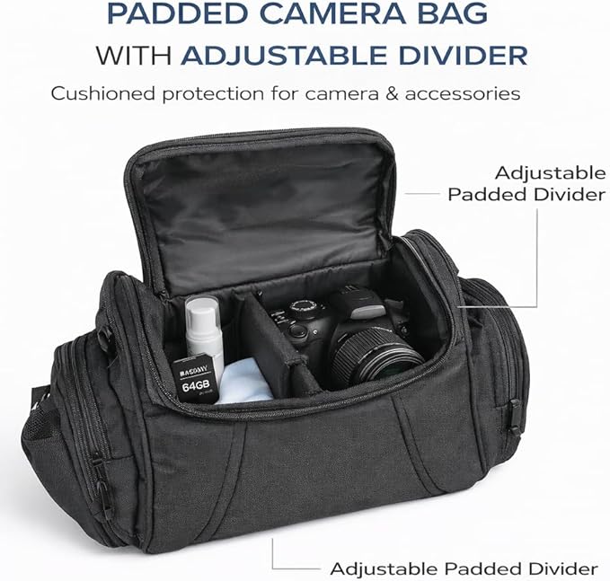 Camera Starter Accessory Kit – 50” Lightweight Tripod & Padded Camera Bag Bundle with 64GB SD Card, Cleaning Kit & Essentials for DSLR Cameras
