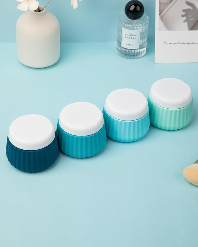 Mrsdry Travel Containers for Toiletries 4 Pack, TSA Approved Travel Size Toiletries, Travel Size Containers, With Clear Bag Leak Proof Silicone Jars, Travel Essentials Creams Jars Carrying Small Items