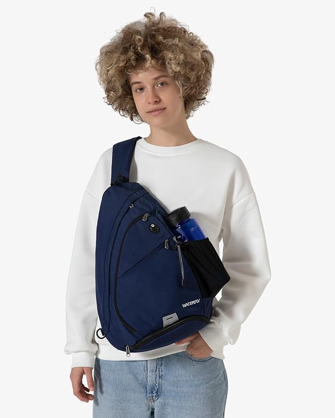 WATERFLY Sling Bag Sling Backpack Small Crossbody Shoulder Bag for Men Women Traveling Cycling Hiking Daypack