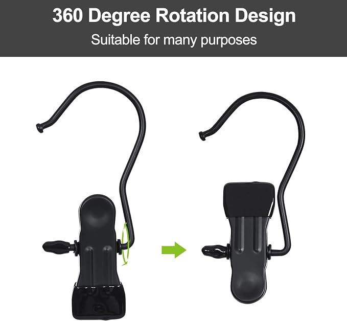 BEWISHOME 30 PCS Boot Hangers for Closet, Laundry Hooks with Clips, Boot Hanging Hold Clip, Clothes Pins, Space Saving Portable Travel Hangers Clip, Jeans, Tall Boots, Towel, Black FYC30B