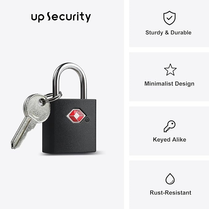 TSA Locks for Luggage with Key, Travel Luggage Locks TSA Approved 4 Pack, Small Padlock with Key, Same Keyed Mini Padlock for Suitcase, Backpack, Bag, Purse, Tent, Zipper