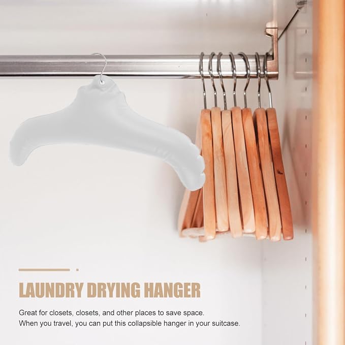 BESTOYARD Inflatable Clothes Hanger for Travel - Portable PVC Blow up Hanger for Drying Wet Clothes and Space-Saving Closet Organization Compact Folding Design 3 Pack