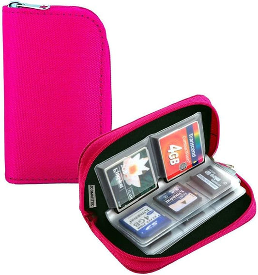 Memory Card Case - Mixtecc Carrying Case Suitable for Micro SD, Mini SD and 4X CF, Card Holder Bag Wallet for Media Storage Organization (Pink)